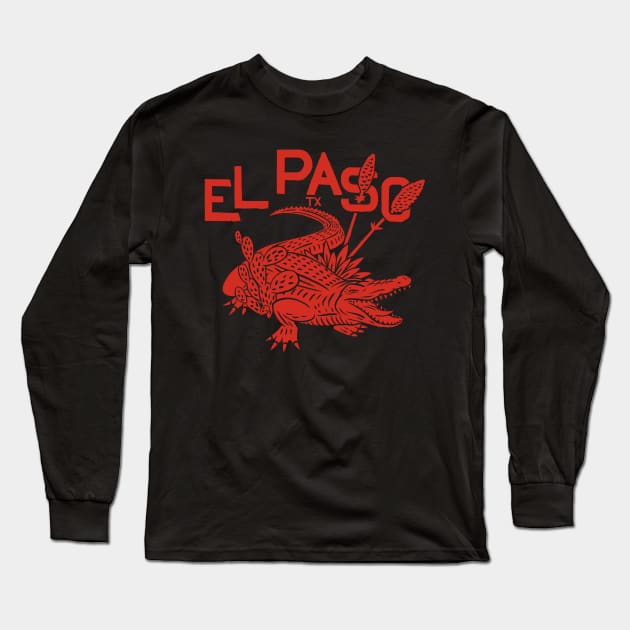 El Paso Alligator w/ text (red) Long Sleeve T-Shirt by BrokenArrow